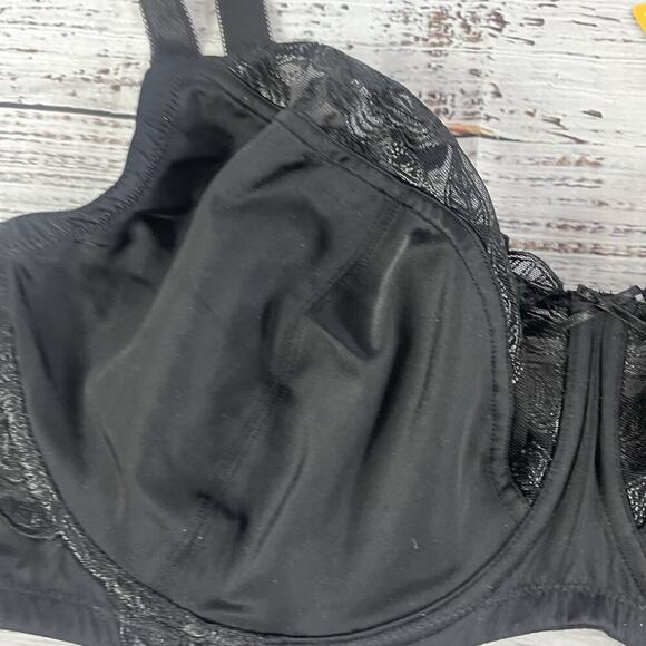 Wingslove Women's Lace No Pad Full Coverage Unlined Underwire Black Bra sz 44DDD - Picture 3 of 12